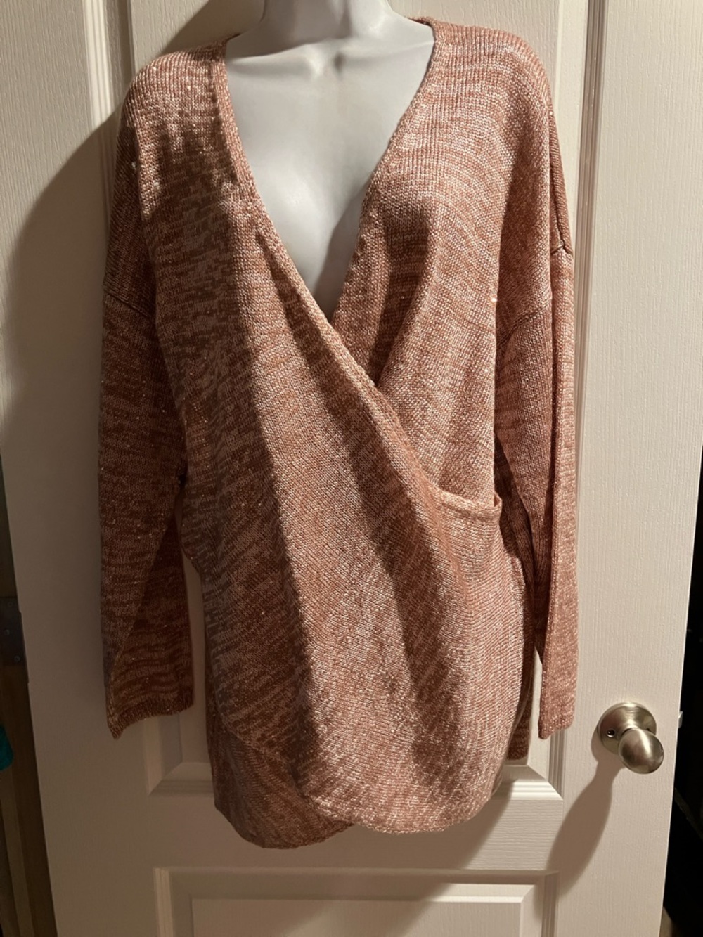 Lightweight V-Neck Wrap Sweater in Dusty Rose